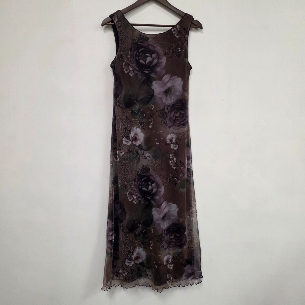 Connected Apparel Y2K Maxi Dress Size‎ 8 Whimsigoth Fairy Dark Romantic Lettuce